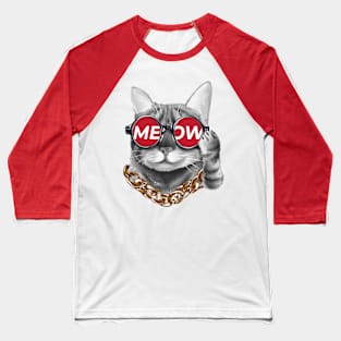 cat wearing meow sunglasses Baseball T-Shirt